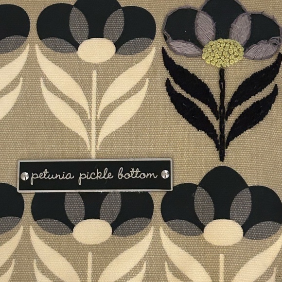 Petunia Pickle Bottom Floral Patterned Diaper Bag / Backpack in Tan & Black - Picture 2 of 10